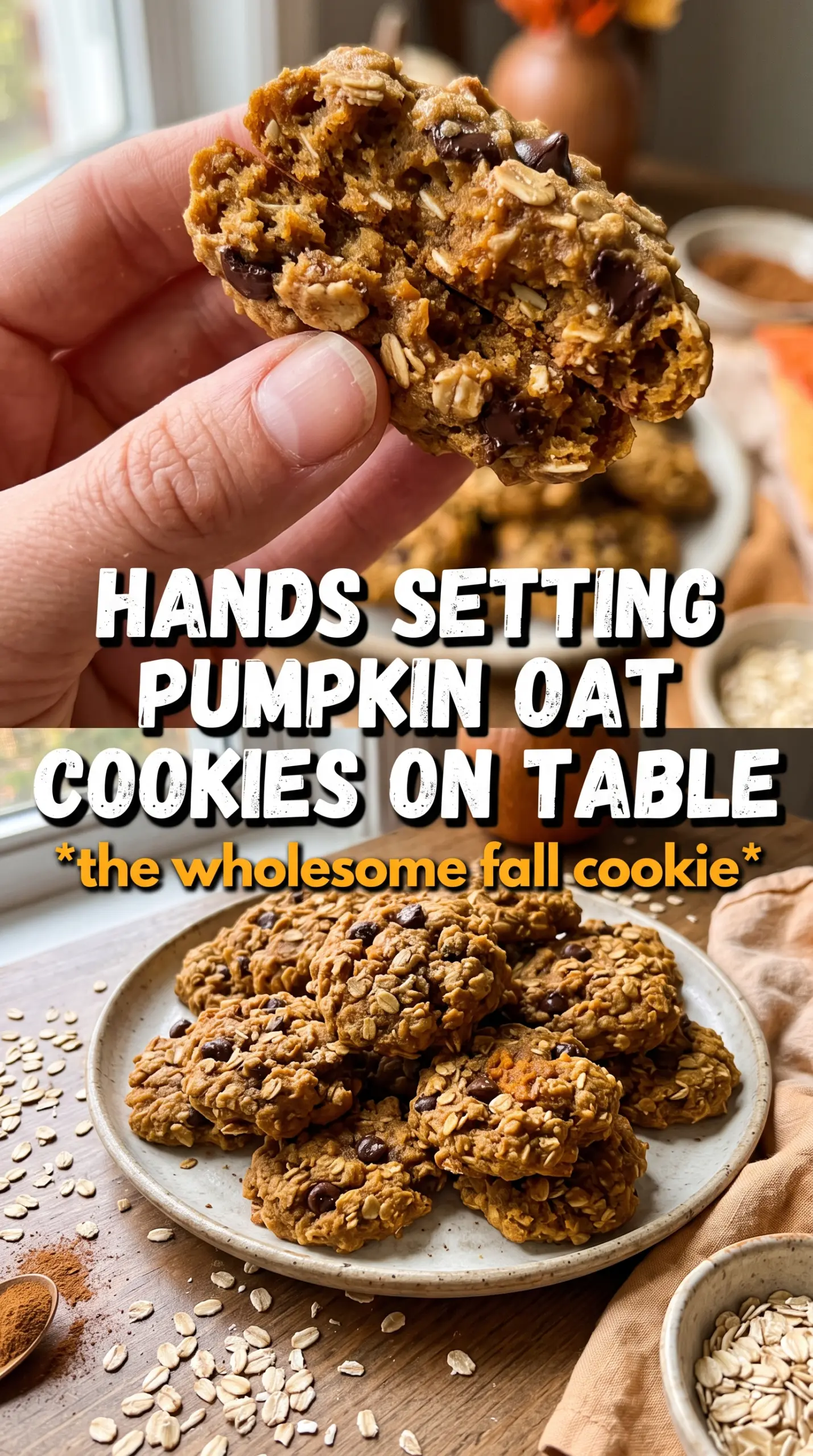 Pumpkin oat cookies chewy spiced golden