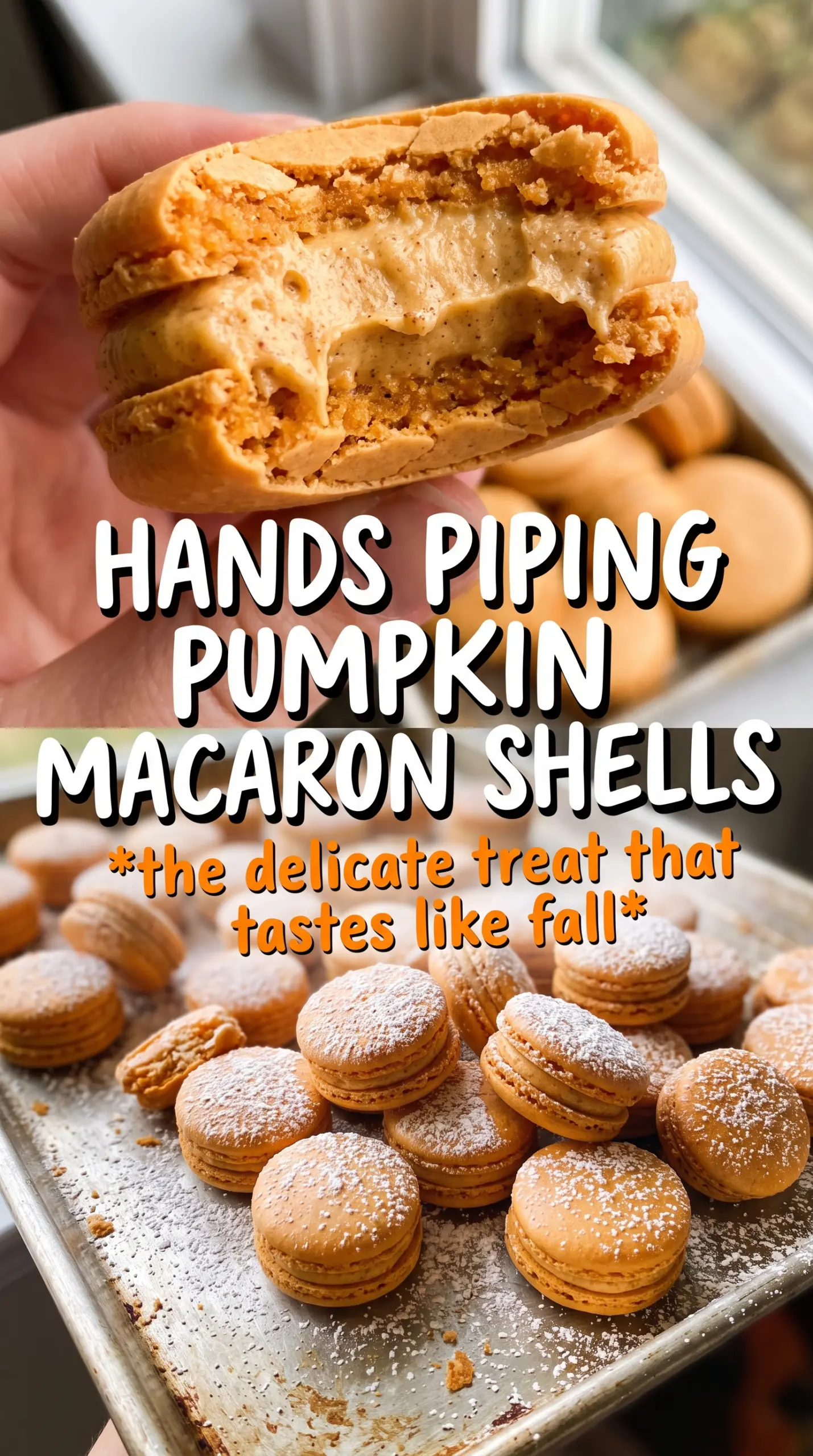 Pumpkin Pie Macarons smooth orange shells spiced filling