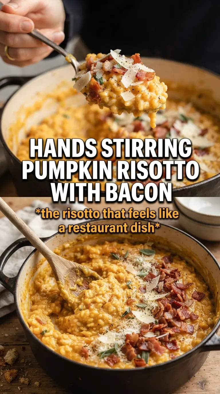 Pumpkin Risotto With Bacon And Parmesan creamy golden-orange