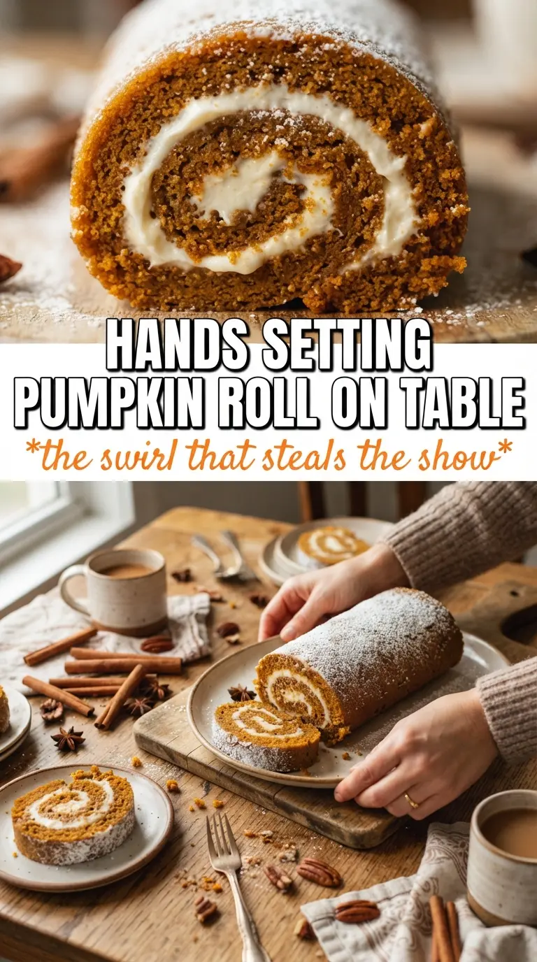 Pumpkin Roll spiral creamy dusted