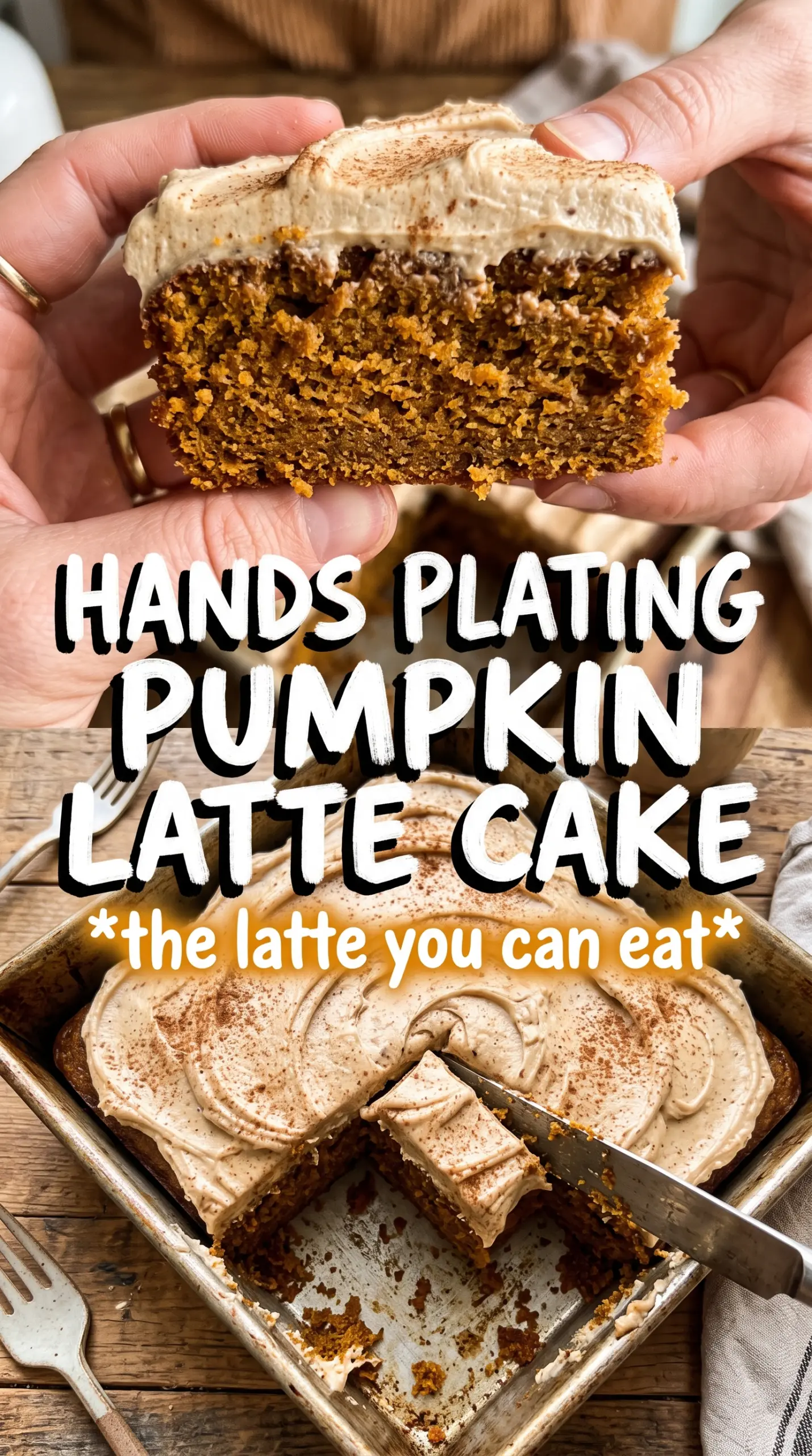 Pumpkin Spice Latte Cake with coffee buttercream, caramel drizzle, spiced layers