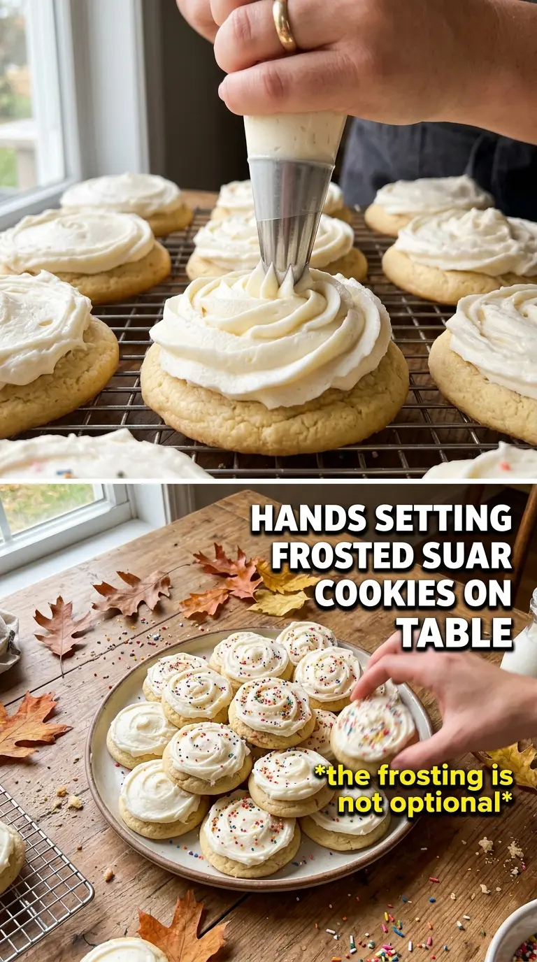 Pumpkin Sugar Cookies With Cream Cheese Frosting, frosted cinnamon, soft cookies