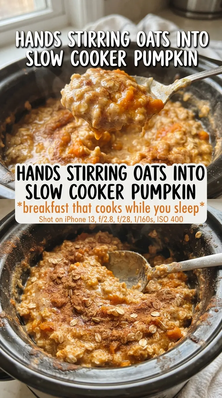 Slow Cooker Pumpkin Pie Oatmeal creamy pumpkin spice
