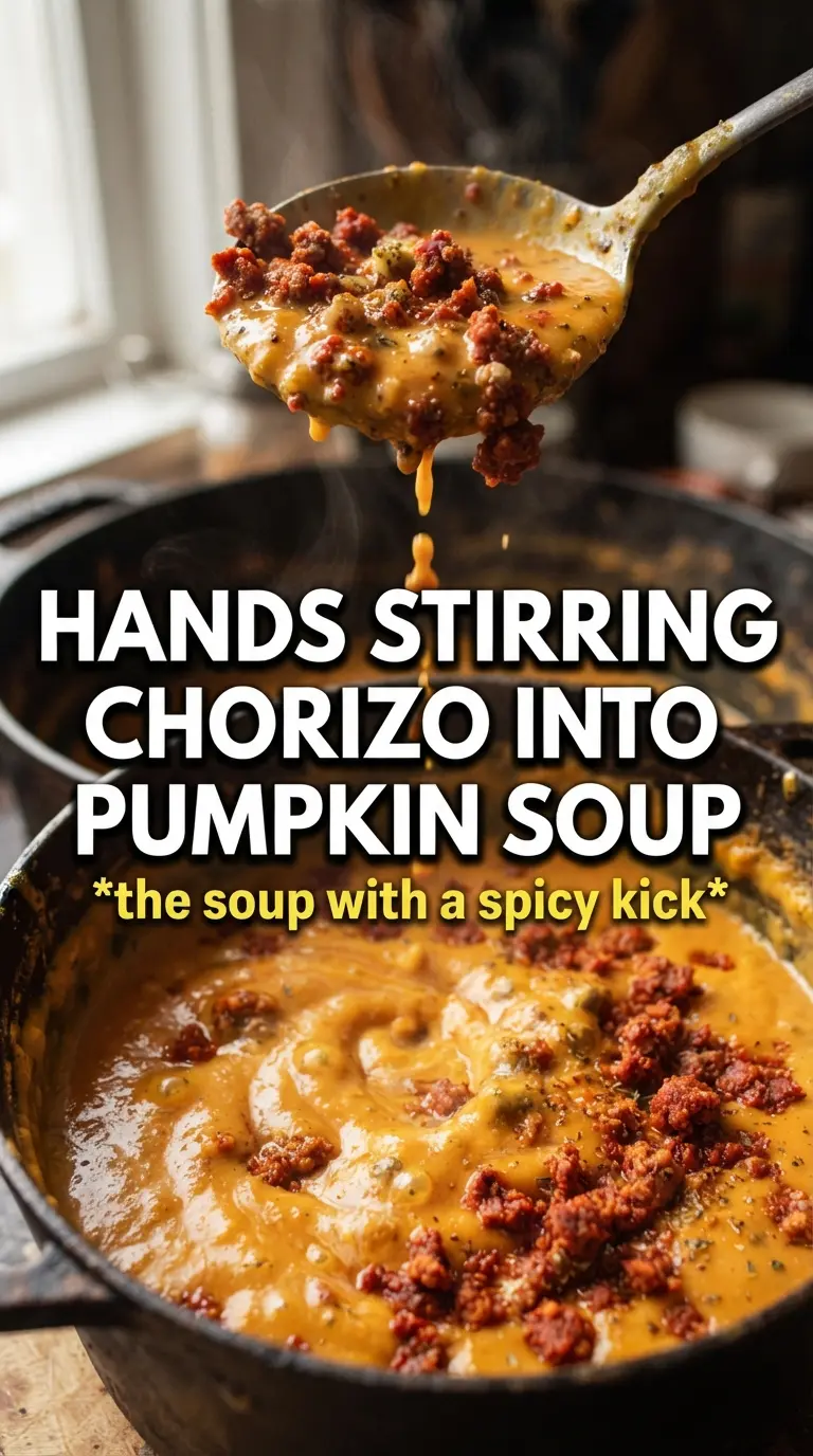 Spicy chorizo pumpkin soup creamy smoky