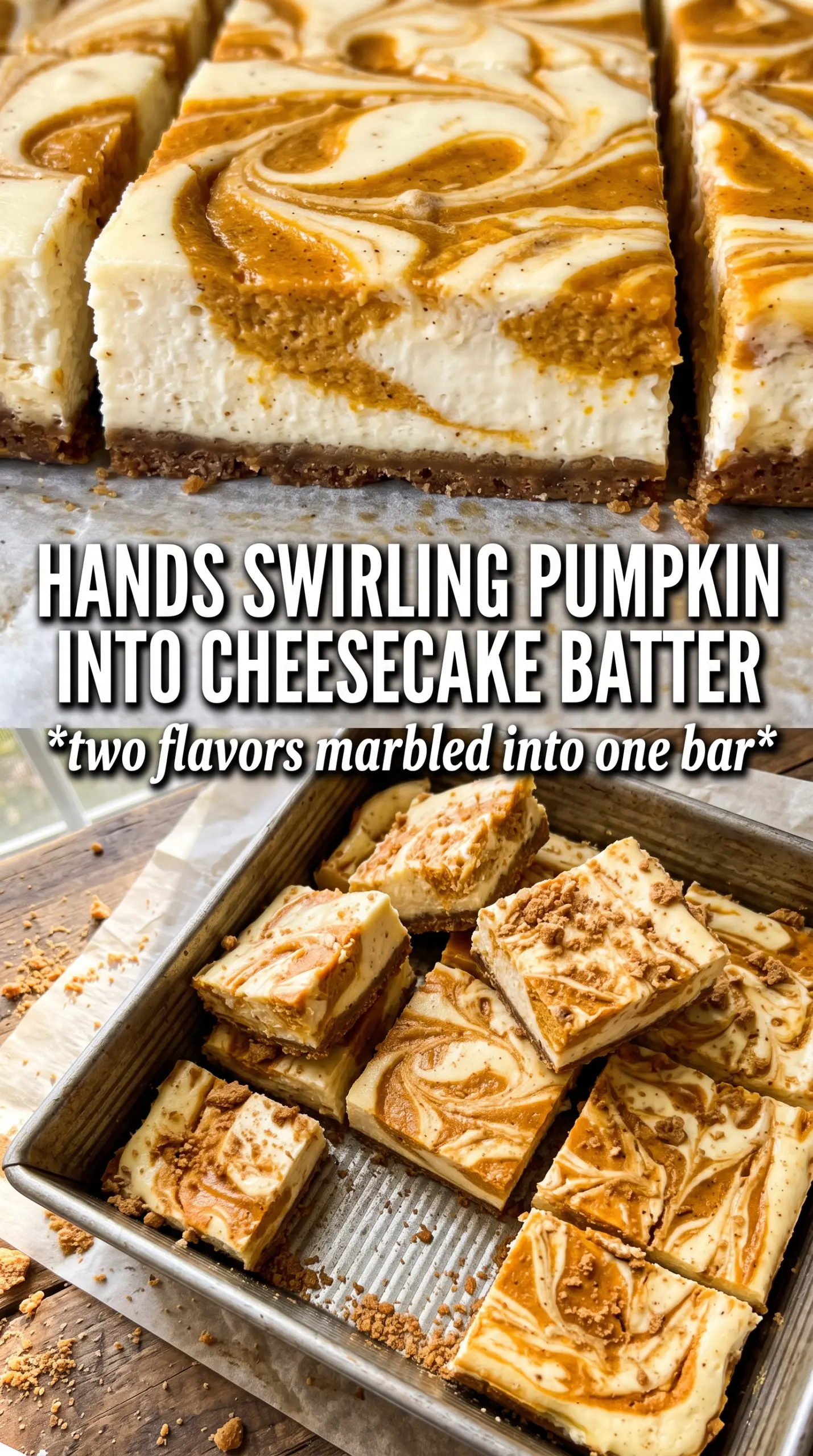 Swirled pumpkin cheesecake bars creamy marbled dessert